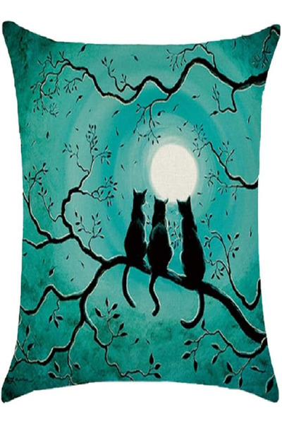 RISHAHOME غطاء وسادة مطبوع عليه أجواء القمر، مقاس 45×45 سم، متعدد الألوان، غط...