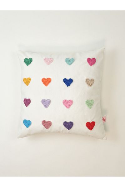 Galia Tasarım Mini Hearts - Punch Throw Pillow Cover - Colorful