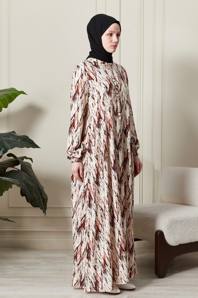 fistan Mevlana Φούστα Βισκόζη Ύφασμα Hijab Ρούχα Μητέρα Φόρεμα Προσευχής Φαρδιά Μοτίβο Hijab Φόρεμα