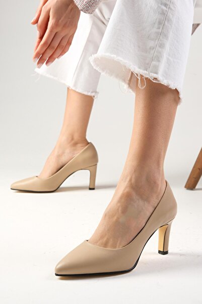 Mio Gusto Beliz Hakiki Deri Ten Rengi Kadın Stiletto Ayakkabı