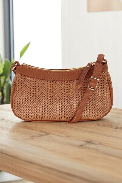 Aksesuar حقيبة باجيت نسائية من القش. حقيبة القش. حقيبة اليد والكتف Ry261