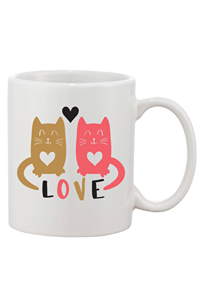 OEM Εξατομικευμένη λευκή κούπα 'Cats in Love', INOVATIX®. 330 ml