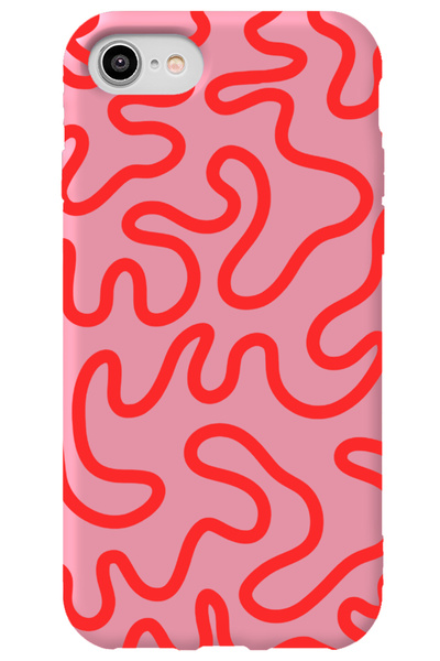 WANNA PROTECT iPhone 16e Pembe İçi Kadife Abstract Desenli Silikon Telefon Kı...