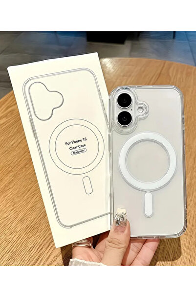 KVK PRİVACY Iphone 16 Kılıf Magsafe Şeffaf Kılıf Kamera Çıkıntılı Darbeye Dayanıklı Kapak