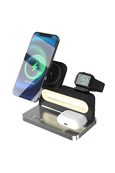 S-LINK Şarj Aleti Kablosuz Magsafe Telefon Akıllı Saat Kulaklık 3 İn 1 15W SW-CWF120
