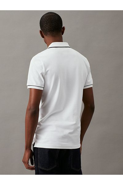 Calvin Klein Calvin Klein Mens White Tipping Short Sleeve Polo T-Shirt