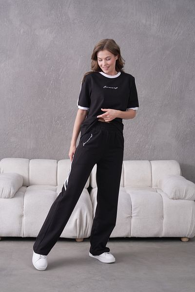 Lamanuel Crew Neck Striped Lamanuel Embroidered Short Sleeve Tracksuit Set