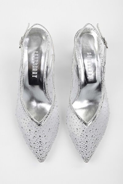 Shoeberry Pantofi cu toc gros Stan Silver Glitter pentru femei