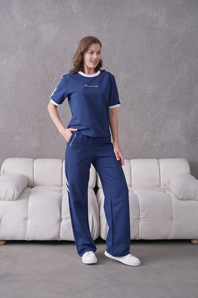 Lamanuel Crew Neck Striped Lamanuel Embroidered Short Sleeve Tracksuit Set