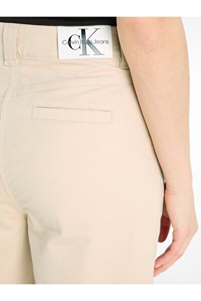 Calvin Klein Women Beige High Rise Corduroy Woven Pants