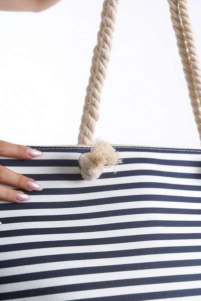 Solo Bag Γυναικεία τσάντα παραλίας με φερμουάρ Ψάθινο μαλακό κορδόνι με μοτίβο καθημερινή τσάντα για πικνίκ