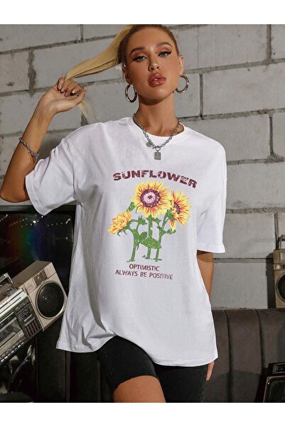 Bengi Clothing تي شيرت مطبوع بأكمام قصيرة وقصة كبيرة الحجم