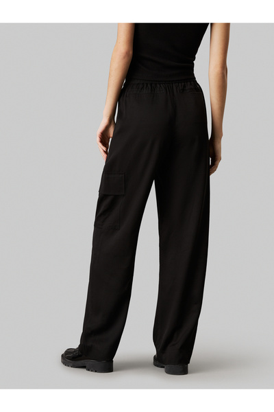 Calvin Klein Women Black Viscose Satin Utility Pants