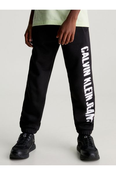 Calvin Klein Boys Black Pixel Logo Relaxed Joggers