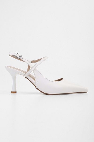 Shoeberry Women's Nella White Skin Stiletto