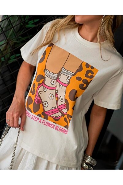 Bengi Clothing تي شيرت مطبوع بأكمام قصيرة وقصة كبيرة الحجم