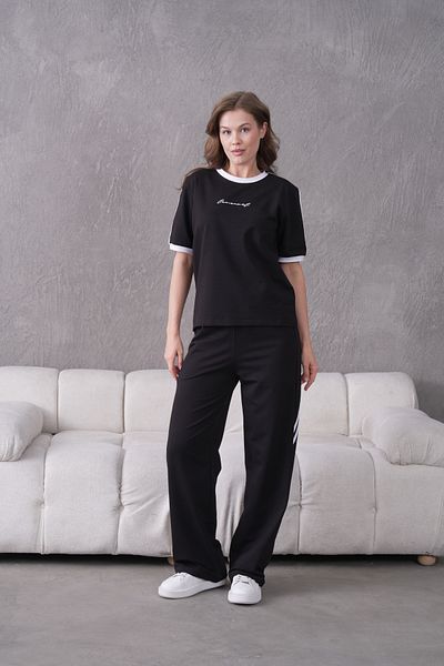 Lamanuel Crew Neck Striped Lamanuel Embroidered Short Sleeve Tracksuit Set