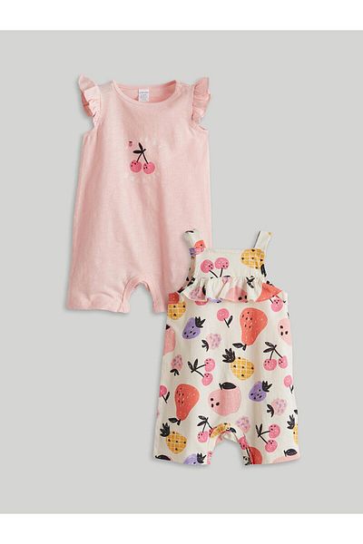 LC Waikiki Lcw Baby Crew Neck Printed Baby Girl Jumpsuit 2 Pack (S5)