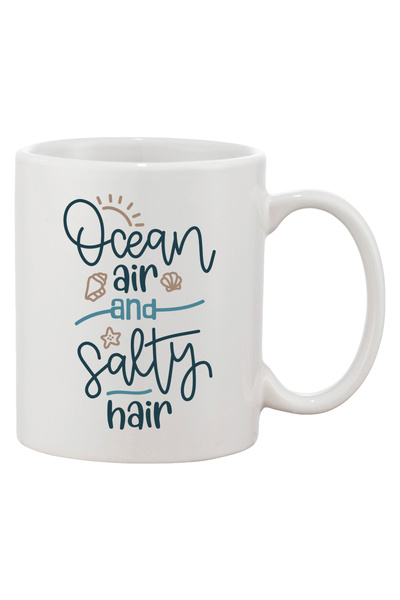 OEM Cană albă personalizată „Aer oceanic și păr sărat”, INOVATIX®. 330 ml