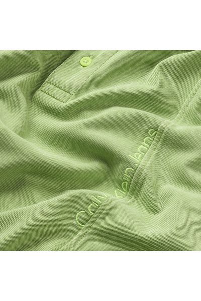 Calvin Klein Boys Green Acid Dye Pique Short Sleeve Polo T-Shirt
