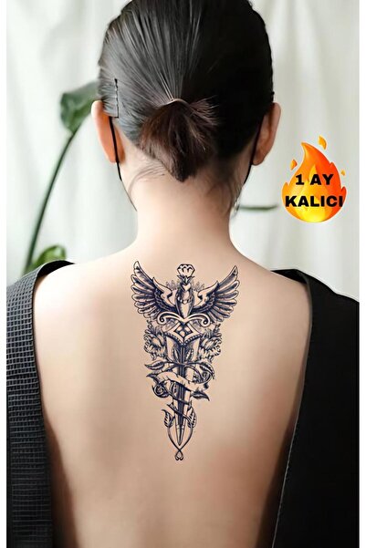 Mecit Tuhafiye 1 AY KALICI KANAT KILIÇ KOL BİLEK SIRT VUCUT İÇİN GEÇİCİ DÖVME