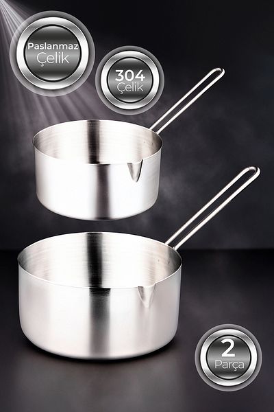 Snippy Inoxa - 2-Piece Stainless Steel Saucepan Milk Sauce Bowl 14-16 cm