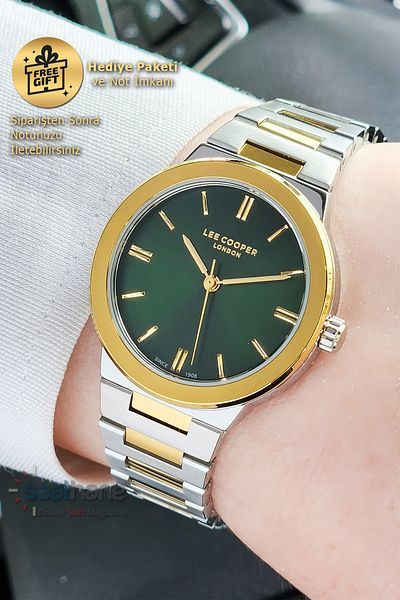 Lee Cooper Original Lee Cooper Green Dial Thin Case Steel Women Wristwatch