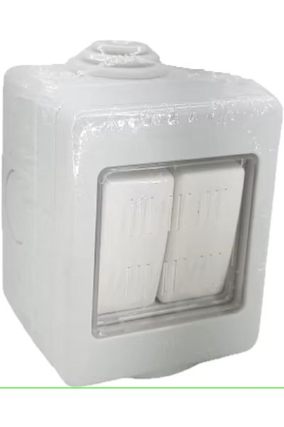 Generic ADMORE IP55 Outdoor Waterproof 2 Gang 2 Way Switch Socket – Weatherproof Grey Housing