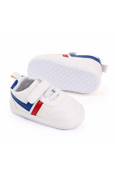 Superbaby Adidasi albi cu sireturi din elastic