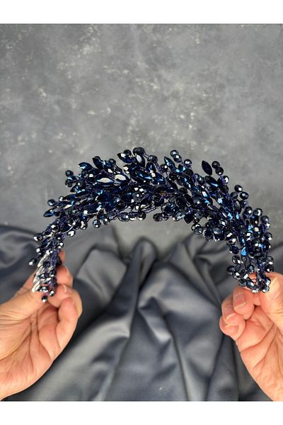 Hayalperest boncuk Elisa Thin Beaded Bridal Crown Turban and Hair Accessory