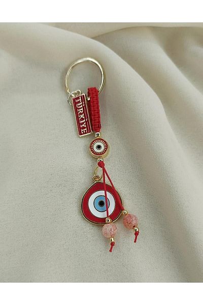 Hd Marketim Keychain Evil Eye Evil Eye Natural Stone Car Bag Wallet Ornament Turkey Written