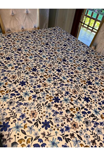 Home Kare Çiçek Desenli 150x150 Cm Masa Örtüsü Sofra Bezi Piknik Örtüsü