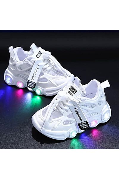 Superbaby Adidasi albi cu luminite - Lorena
