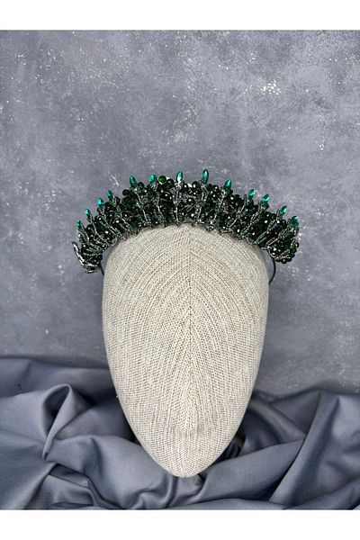 Hayalperest boncuk Crystal Bead Embroidered Steaming Bridal Crown
