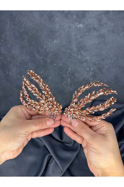 Hayalperest boncuk Double Sided Comb Büge Bridal Hair Accessory