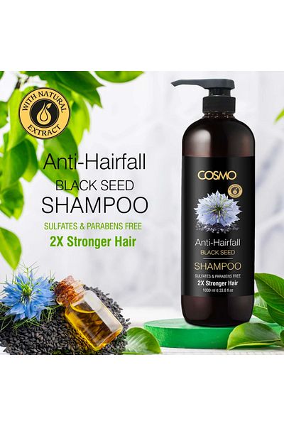 Cosmo Shampoo with Black Seed for Hair Loss by Cosmo, 1000 ml