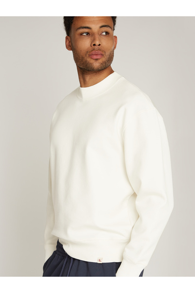 Calvin Klein Calvin Klein Men White Interlock Crew Neck Pullover Sweatshirt