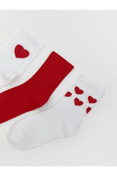 LC Waikiki Lcw Eco Heart Patterned Girl's Sock Socks 3-Piece (S5)
