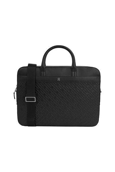 Tommy Hilfiger Tommy Hilfiger Men Black Monogram Pu Laptop Bag