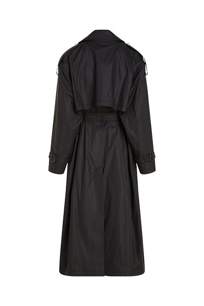 Tommy Hilfiger Women Black Double Breasted Oversized Trench Coat