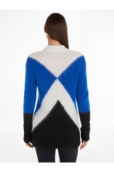 Tommy Hilfiger Women Argyle Ultra Blue Argyle Relaxed Sweater
