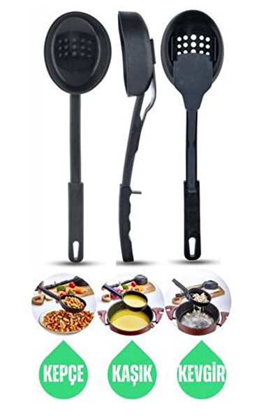 Home Hard Plastic Heat Resistant Fireproof Non-Stick 3 in 1 Ladle Colander Spoon Serving Ladle