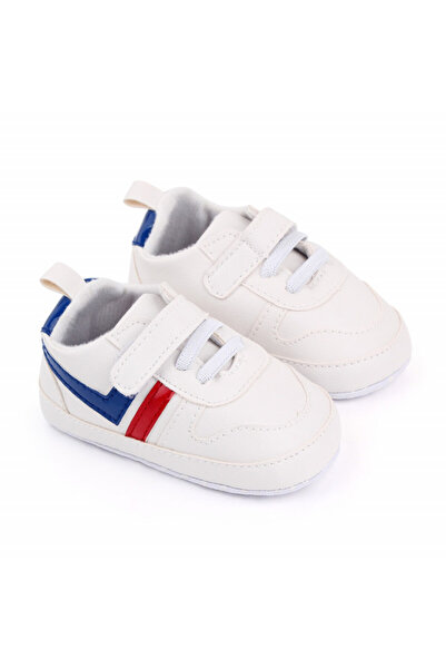 Superbaby Λευκά πάνινα παπούτσια με ελαστικά κορδόνια