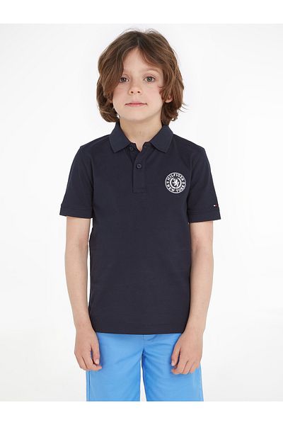 Tommy Hilfiger Boys Blue Crest Short Sleeve Polo T-Shirt