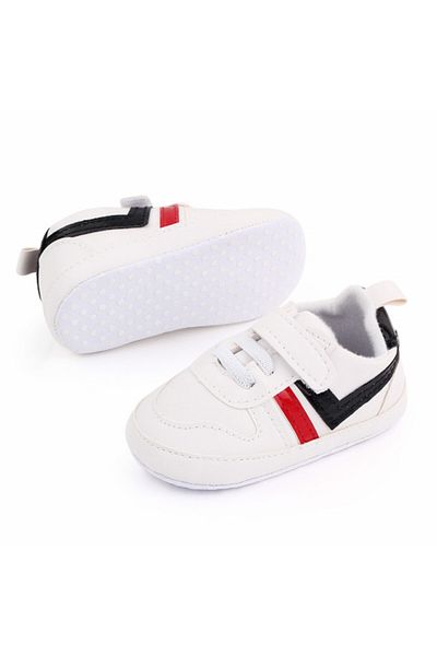 Superbaby Adidasi albi cu insertie rosie si neagra