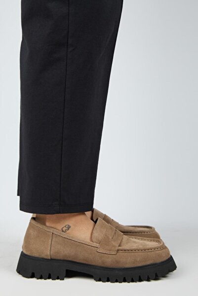 Manijero Cepmen Women's Genuine Leather Cornered Loafer Mink Suede Shoes