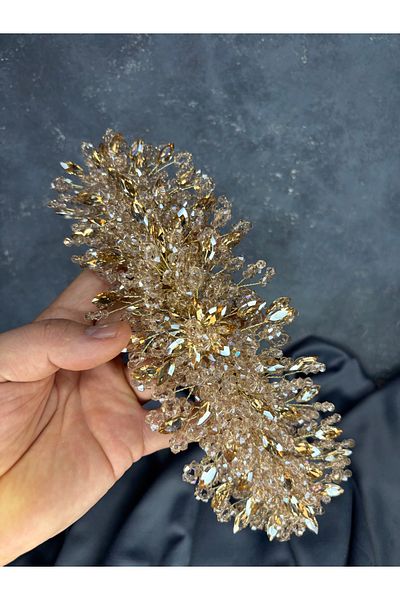 Hayalperest boncuk Elena Intense Beaded Bridal Crown Hair and Turban Accessory