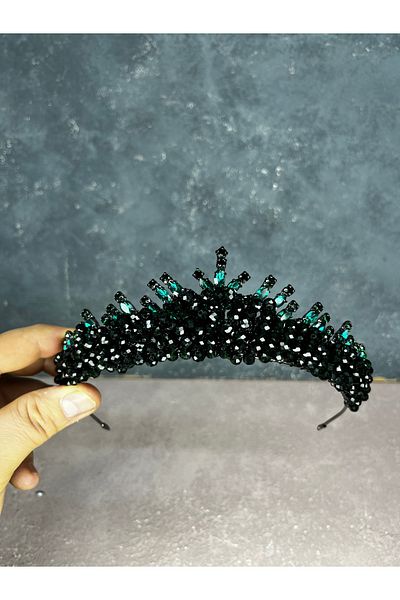 Hayalperest boncuk Edis Elegant Bead Decorated Henna Crown Bridal Accessory