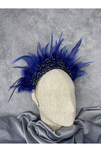 Hayalperest boncuk Arden Feathered Beaded Bridal Henna Crown Shiny Model