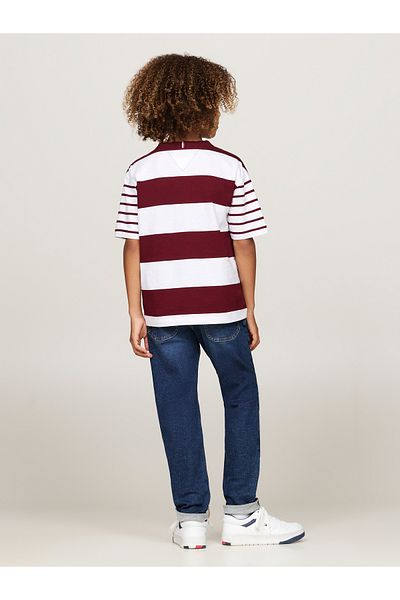 Tommy Hilfiger Boys White Stripe Mix T-Shirt